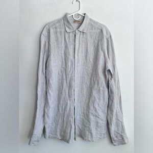 Natural Blue By Visitor Men’s Long Sleeve Linen Button‎ Down Shirt Size XL Blue
